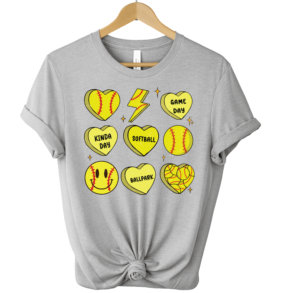 Conversation Softball Hearts DTF Sheet