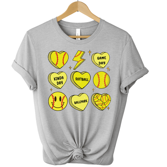 Conversation Softball Hearts DTF Sheet